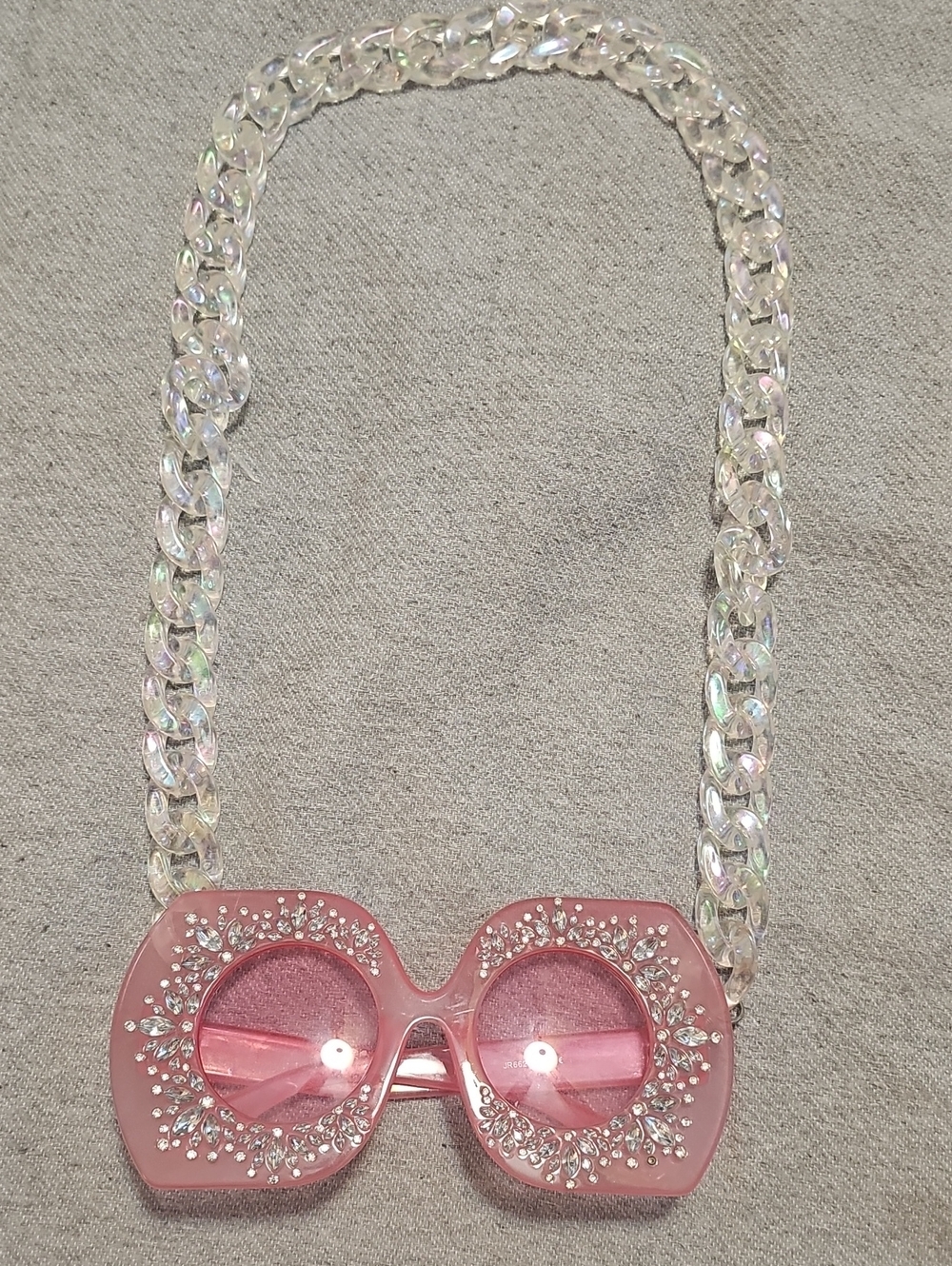 Pink Decorative Crystal Sunglasses Chain with Pink Rhinestone Frames